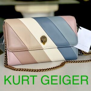 KURT GEIGER SoHo wallet on chain clutch rainbow style stripes new with tag